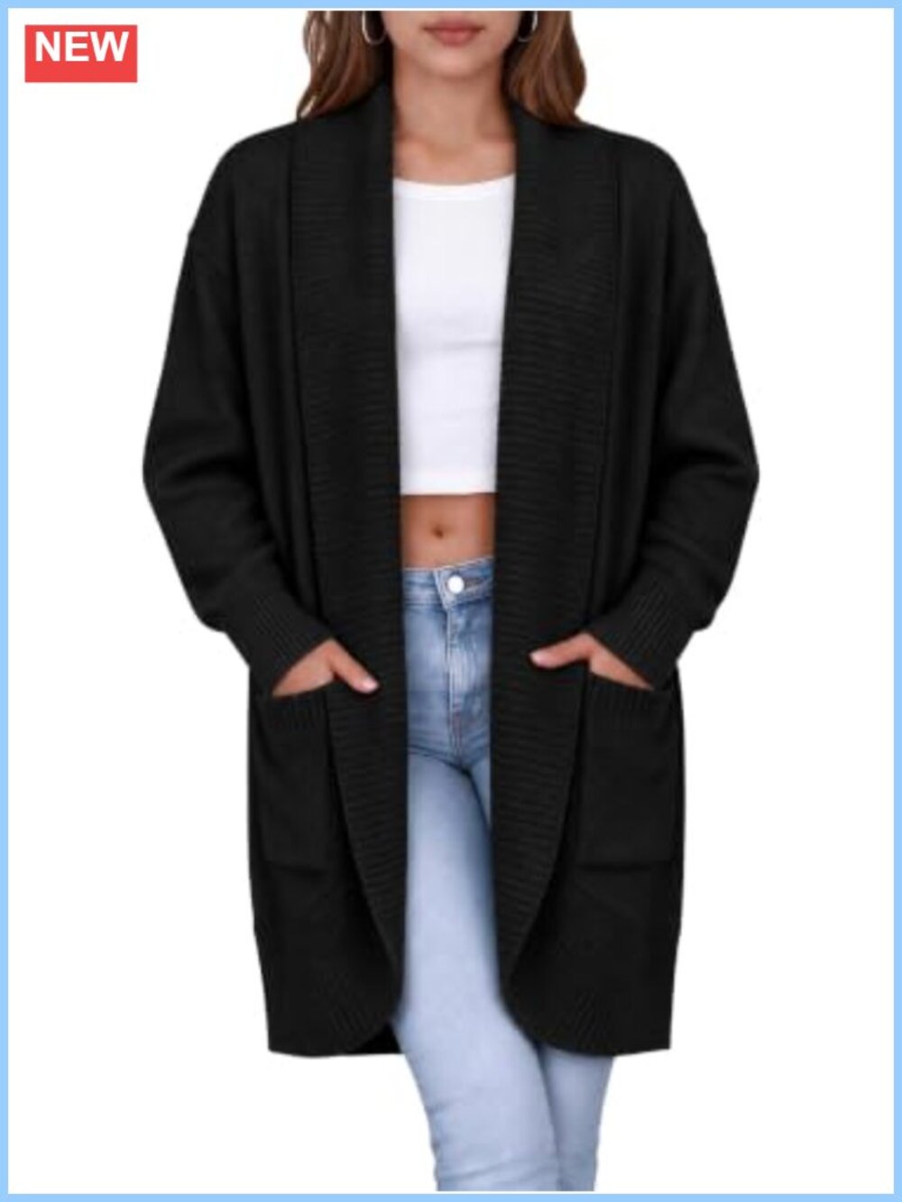 Open Front Long Cardigan Sweater Chunky Knit Coatigan